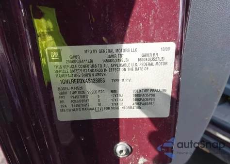 2010 Chevrolet Traverse Ls z USA, uszkodzony, nr VIN 1GNLREEDXAS128853